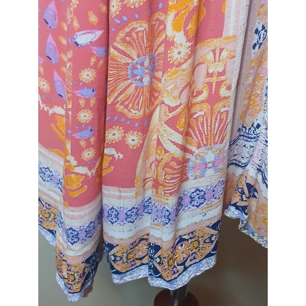 Free People Dress Sz S Plunging V-neckline Handkerchief Hem Floral Print EUC - Picture 7 of 15